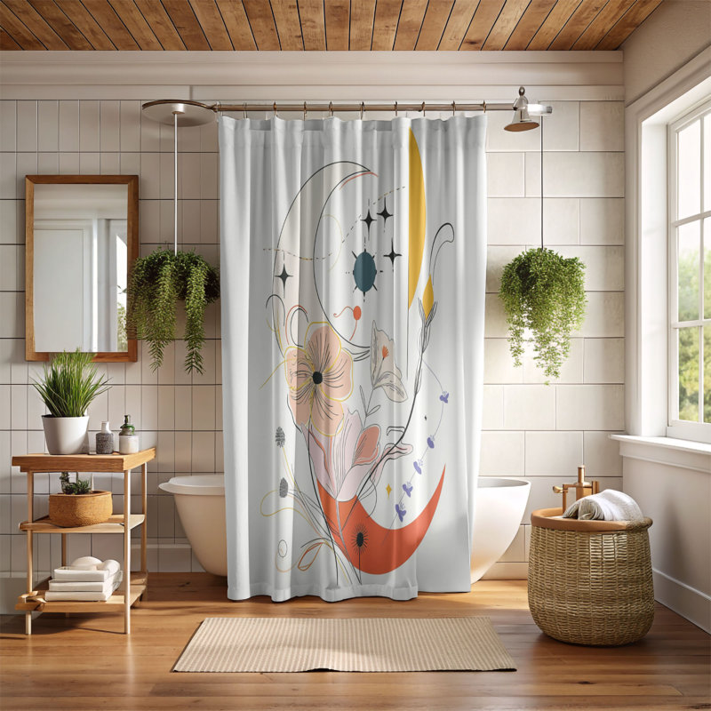 Linea Flora - Rideau de douche standard 1 pièce, H 74 po x l 71 po