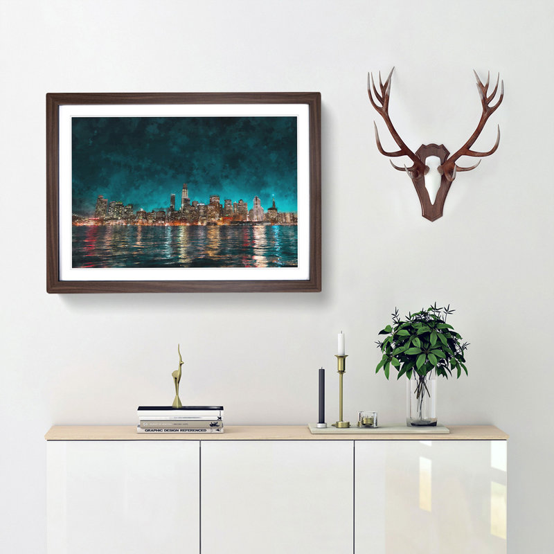 Reflection of the San Francisco Skyline - Framed Print, Walnut Framed, 62cm H x 87cm W x 2cm D
