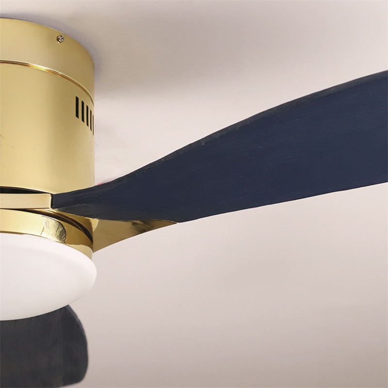 Ventilateurs de plafond de 52 pouces avec ventilateur encastré et lumineux en or poli et télécommande