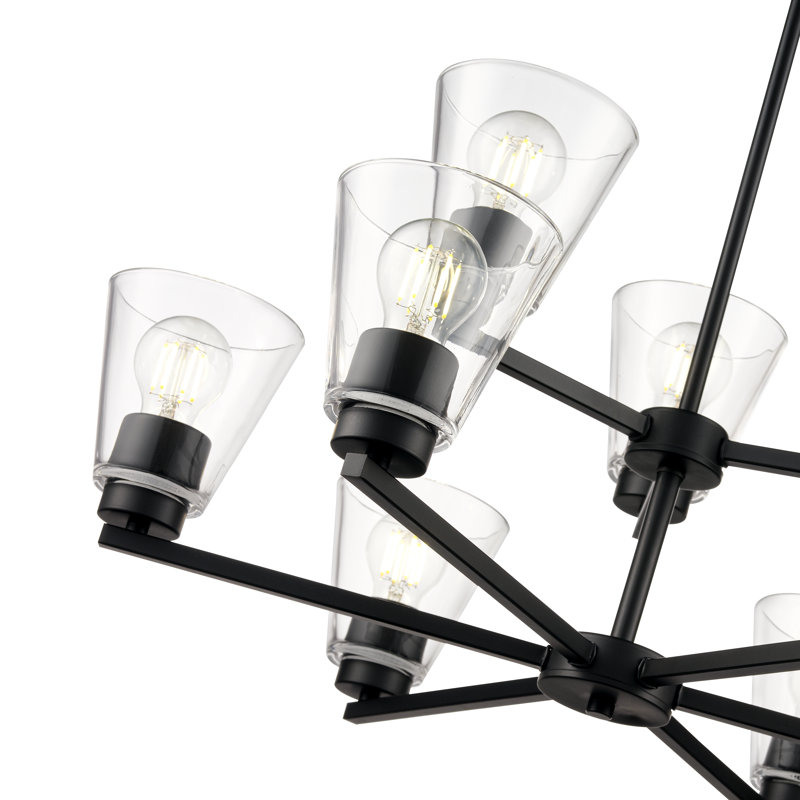 Lustre 9 lumières 28,5 po Swanson - noir mat, Noir mat
