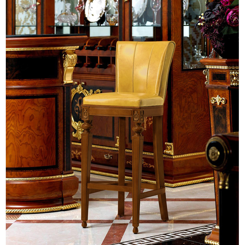 E-38 Bar Stool, Yellow Faux Leather