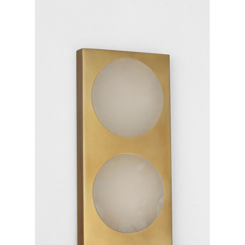 Dichotomy Sconce with Alabaster, 27" H x 4.5" W x 0.75" D, Antique-Burnished Brass, 6 Lights