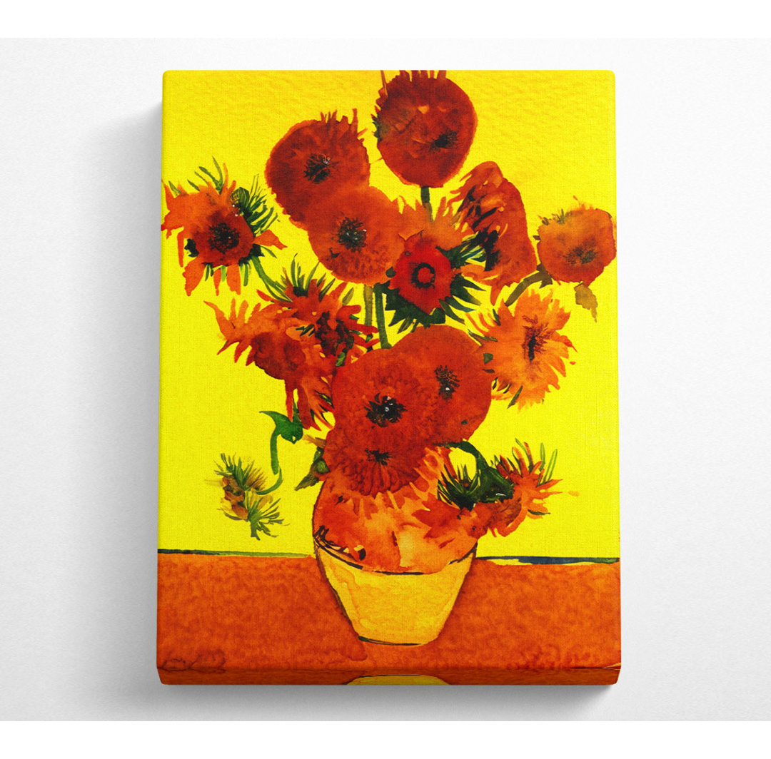 Stillleben Vase mit fünfzehn Sonnenblumen 3 von Van Gogh - Druck