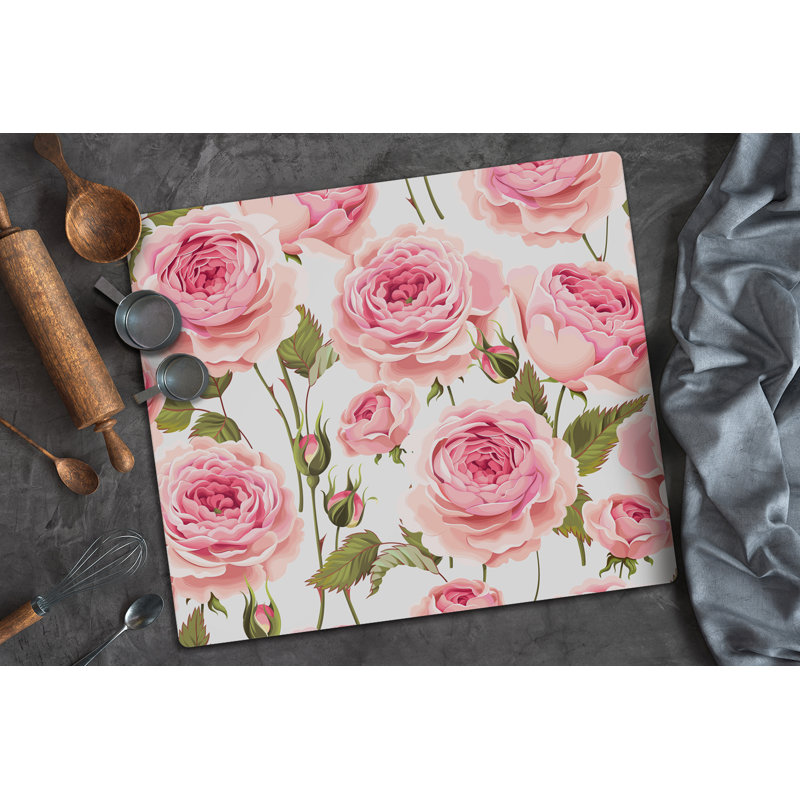 Marez Orginal Painted Roses Plants Flowers Chopping Board, 30cm L x 52cm W