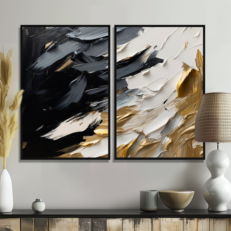 Lohman - Grandes impressions abstraites sur toile, Black, 36" H x 48" W, Impression encadrée flottante