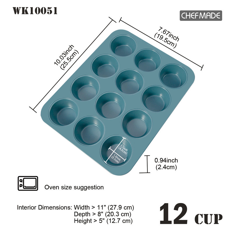 Chefmade 12 Cups Non-stick  Canele Cake Pan,