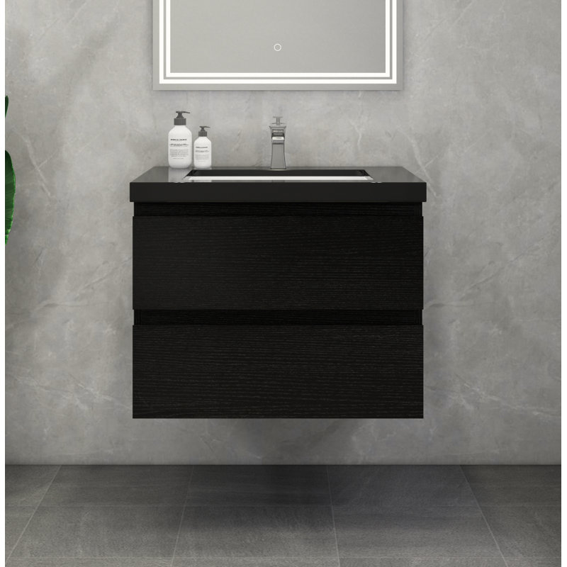 McConnico 29.5'' Single Bathroom Vanity with Acrylic Top, Rich Matt Black