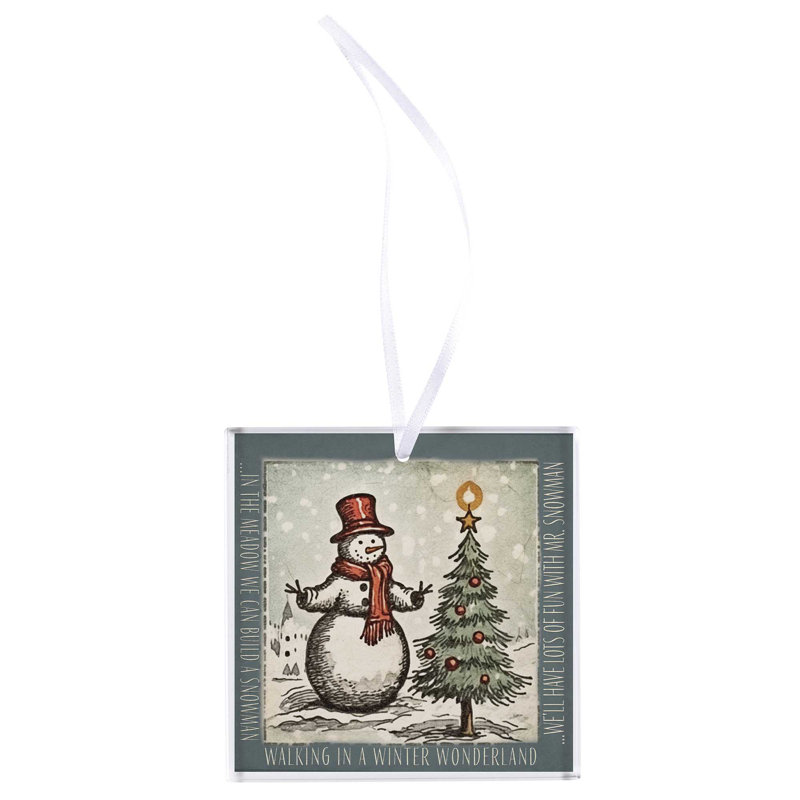 Ornement bonhomme de neige dans le pré