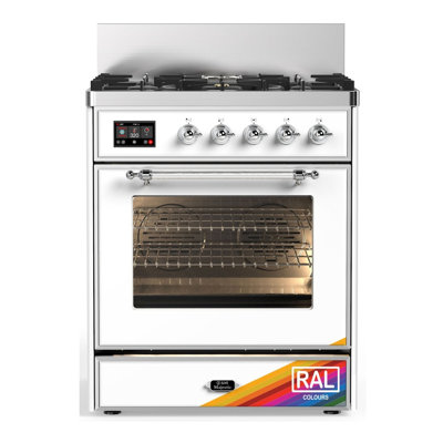 Cuisinière à double carburant 30 pouces avec 5 brûleurs scellés RAL (propane liquide, garniture chromée) Majestic III Series