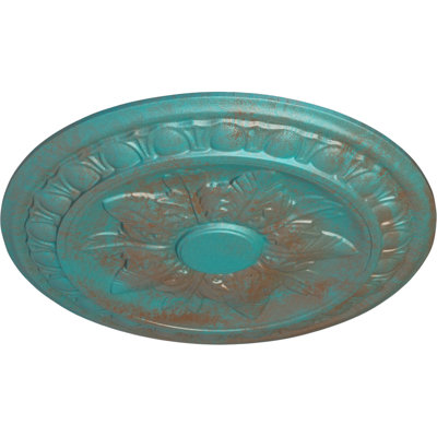 Endurathane Exeter Ceiling Medallion, 17 3/4"OD x 1 1/8"P (Fits Canopies up to 3 1/8"), Hand-Painted Copper Green Patina Finish