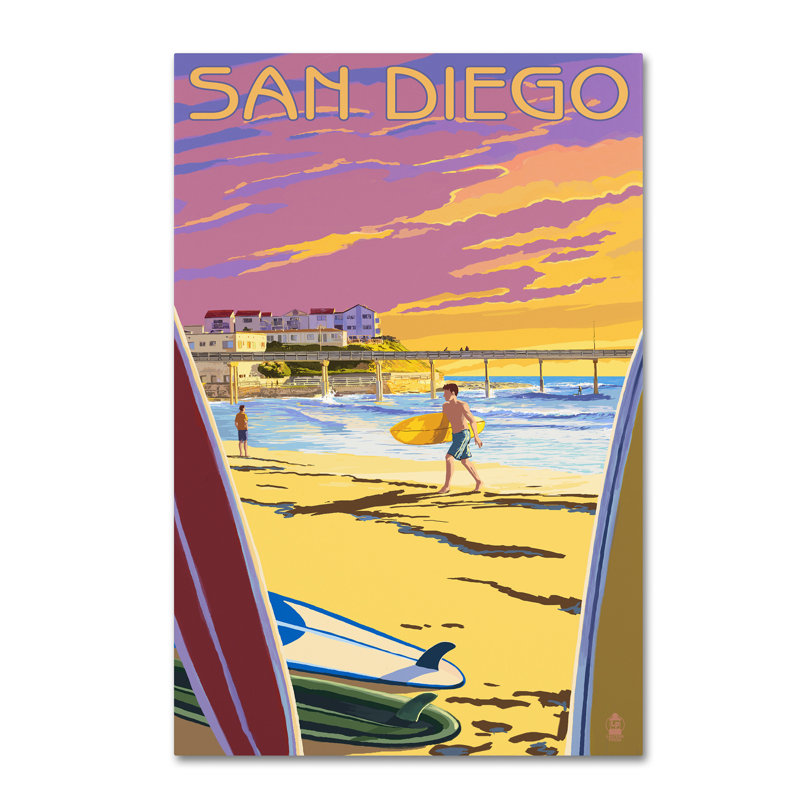 'Travel Poster 46' Vintage Advertisement on Canvas, 19" H x 12" W x 2" D