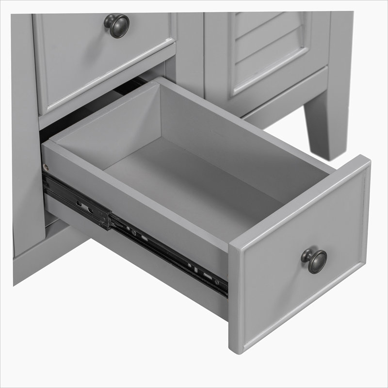 Gray 36" Freestanding Bathroom Vanity with Five Drawers