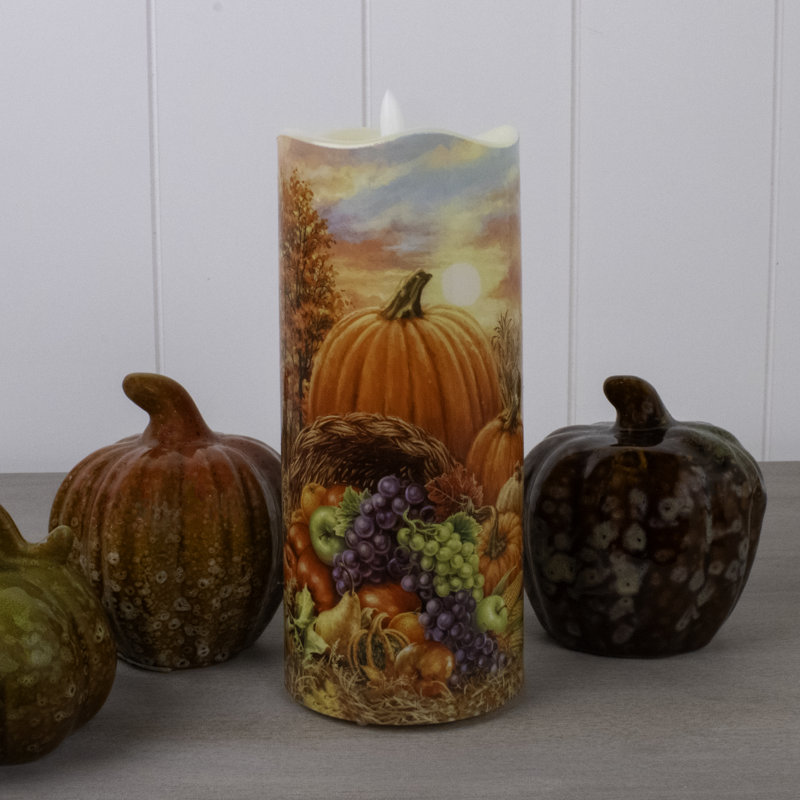 Fall Harvest Fiber Optic Candle