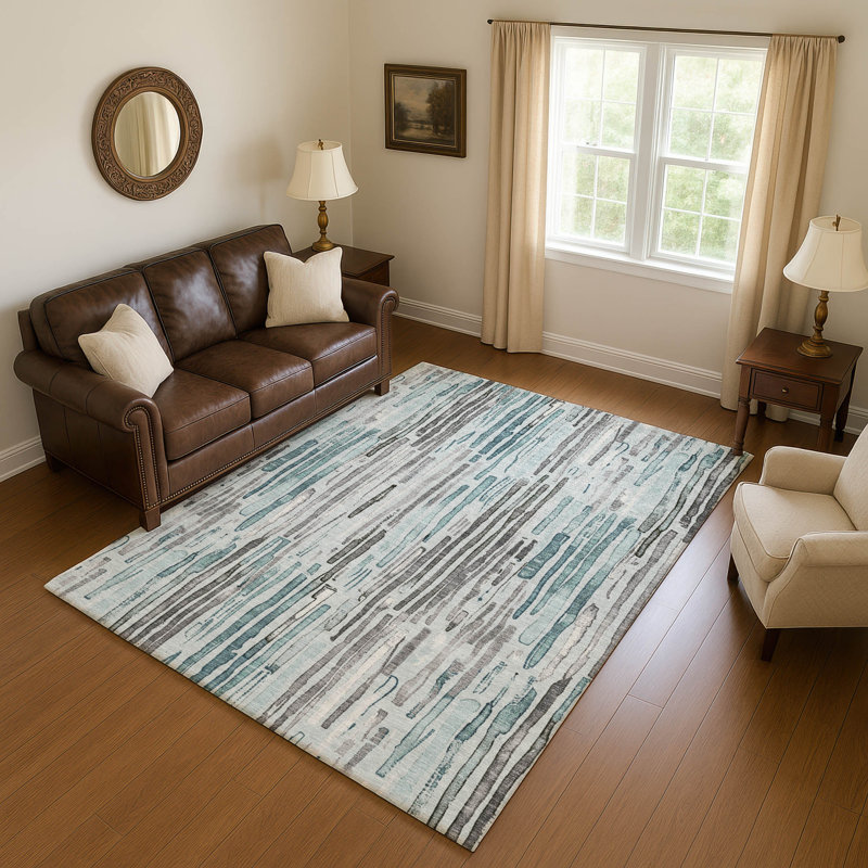 Tapis à rayures Mehara AMF1684 lavable à la machine de qualité supérieure, Rectangle 2 pi 6 po x 3 pi 10 po