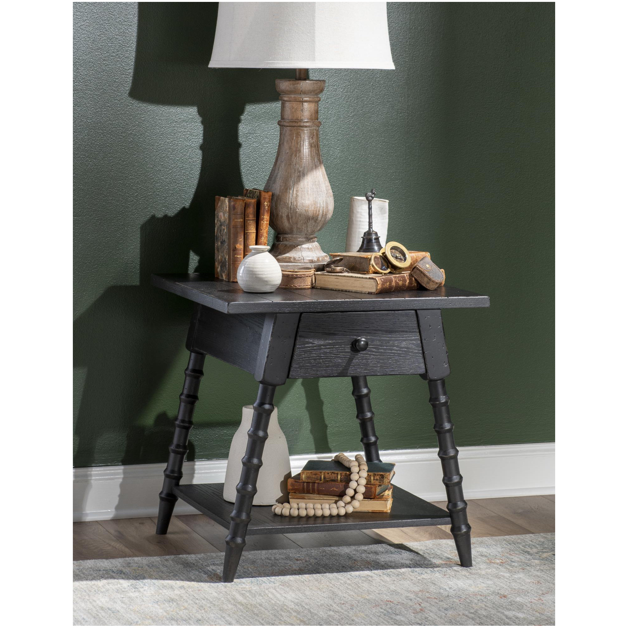 Country Living Bobbin End Table, Black