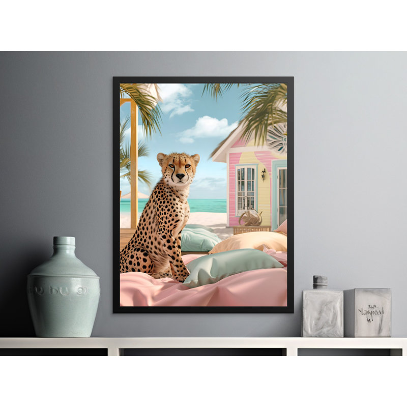 Cheetah Wall Art, Tropical Beach Decor, Animal Print, Safari Art, Framed Wall Art, Multiple Sizes, Home Decor