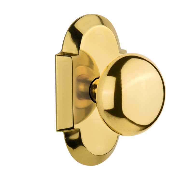 Cottage Plate with New York Door Knob, Polished Brass