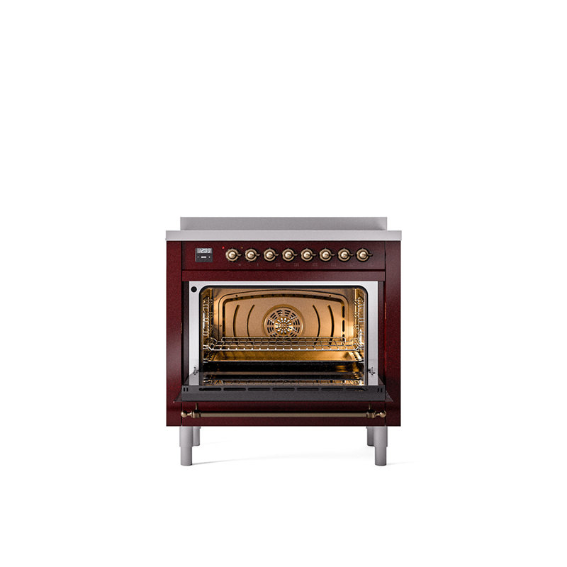 ILVE Nostalgie II 36 in Induction Range, Burgundy/Bronze