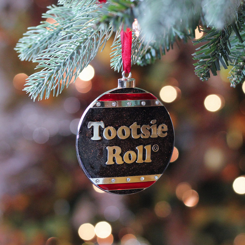 Ornement de Noël en forme de bonbon 3,5 "argent et brun" Tootsie Roll "