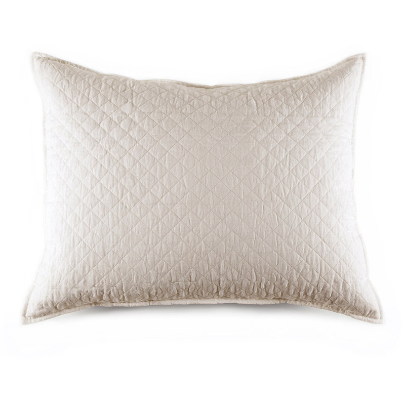 Hampton Quilted Standard Sham in Cream - Organic Linen