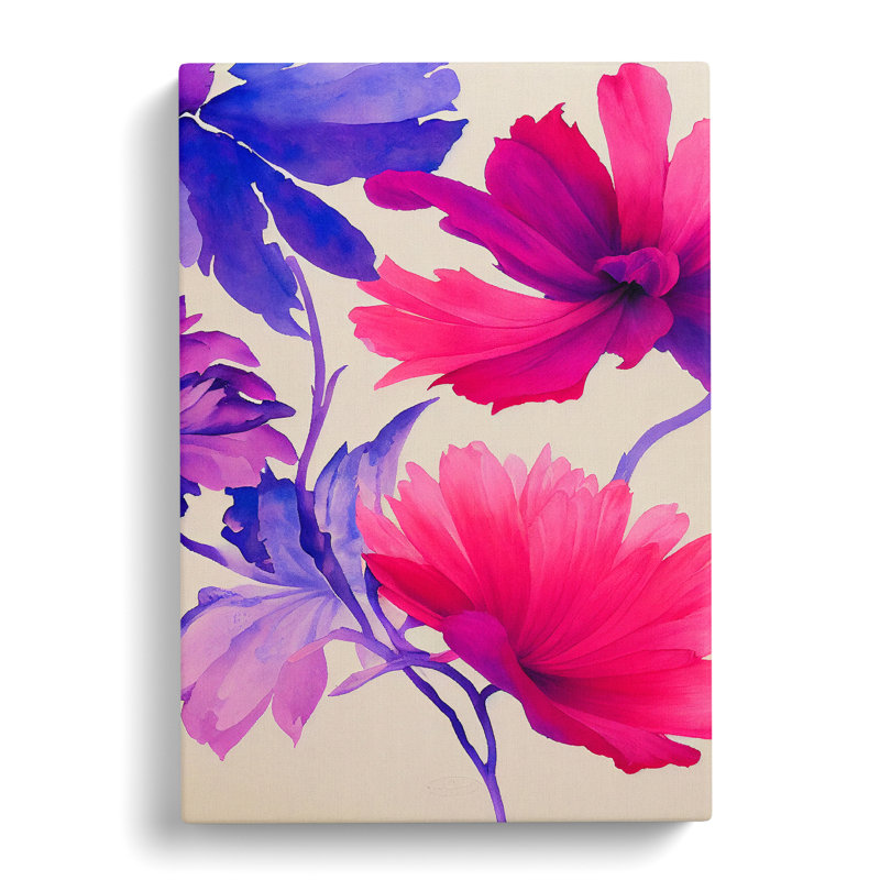 Water Painted Flowers No.6 - Wrapped Canvas, 50cm H x 35cm W x 3cm D