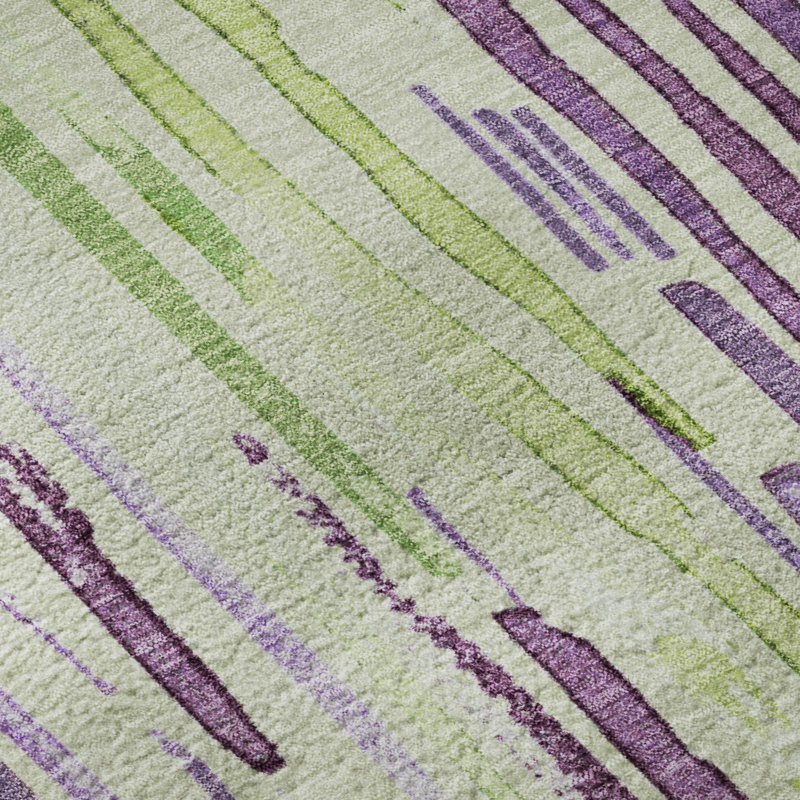 Tapis à rayures Mehara AMF1684 lavable à la machine de qualité supérieure, Rectangle 10 pi x 14 pi