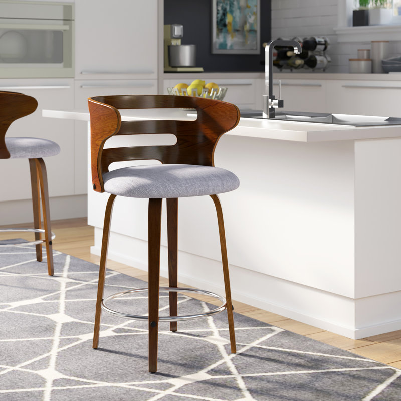 Archaimbaud Swivel Upholstered Counter Stool, Counter Stool (24" Seat Height), Charcoal