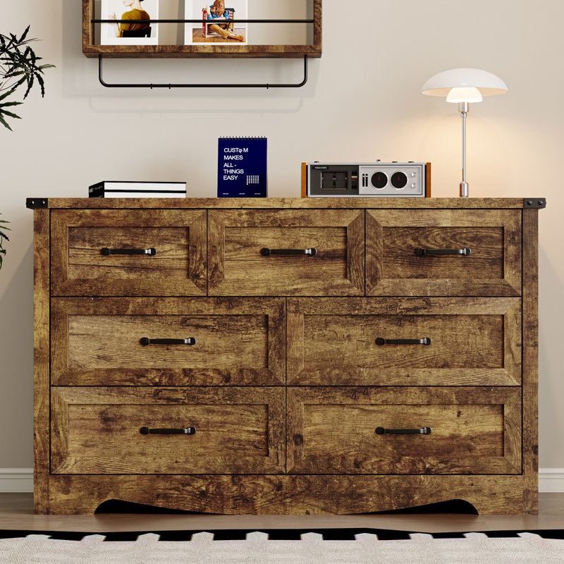 Commode 7 tiroirs Rustic, Brun