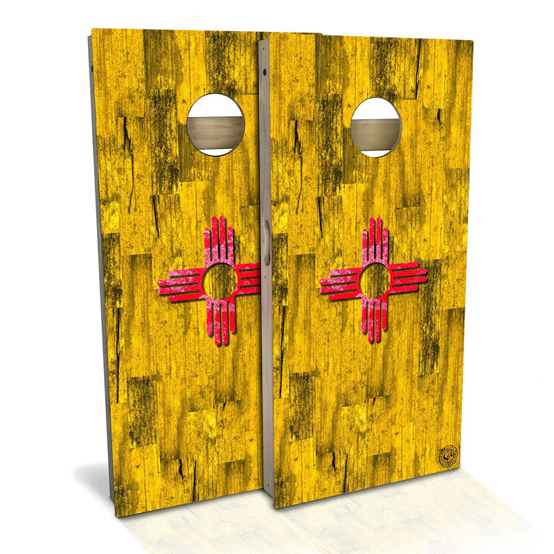 New Mexico Flag Cornhole Board Set | Includes (2) Boards, (8) Bags & Optional Accessories, Premium, Add LED Lights