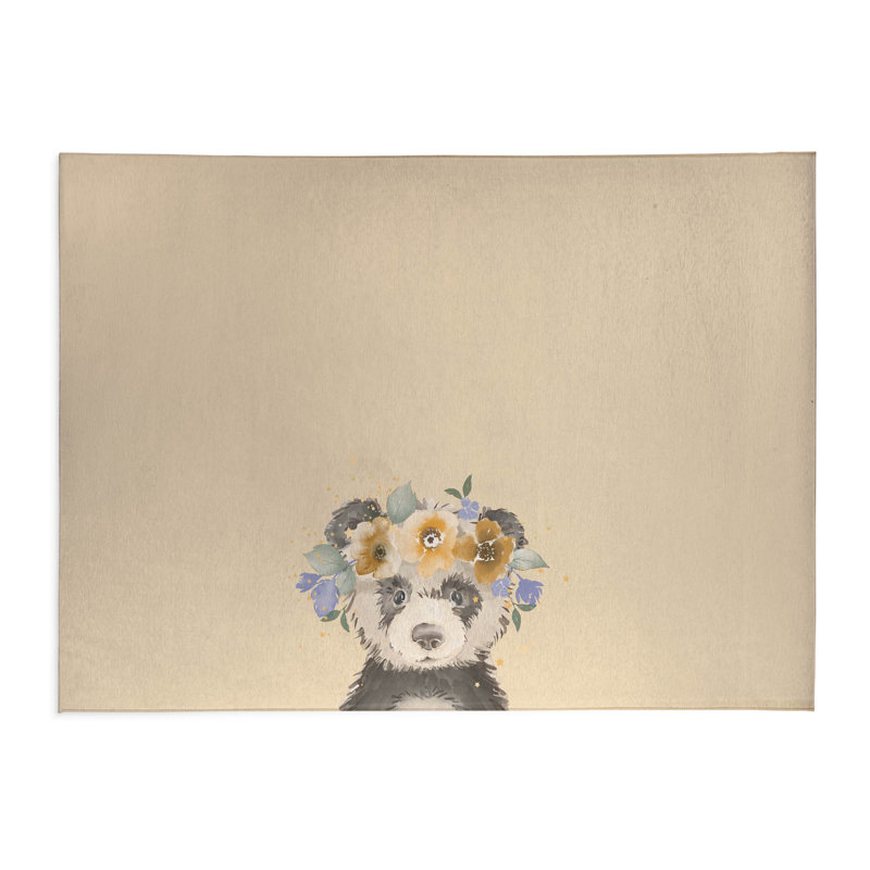 Panda Kids Play Mat, Rectangle 4' x 6', Yellow
