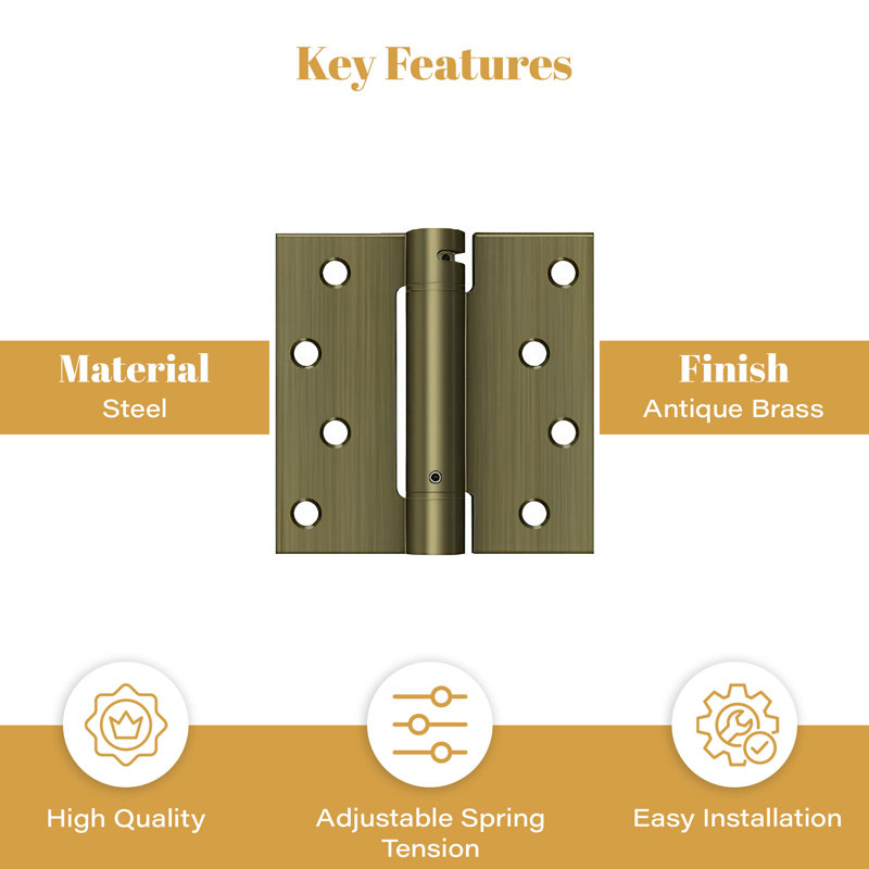 64'' x 64'' Steel Surface Mount Hinge, Antique Brass