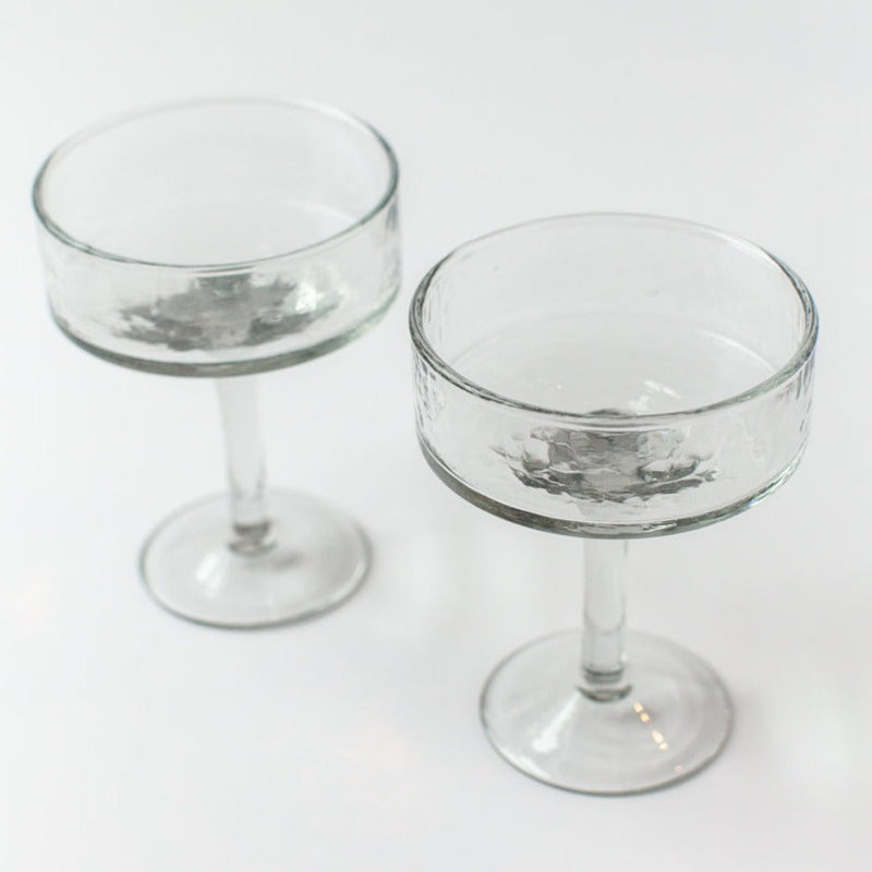 Verres à cocktail coupés à la main S / 4 - fumée, Clair