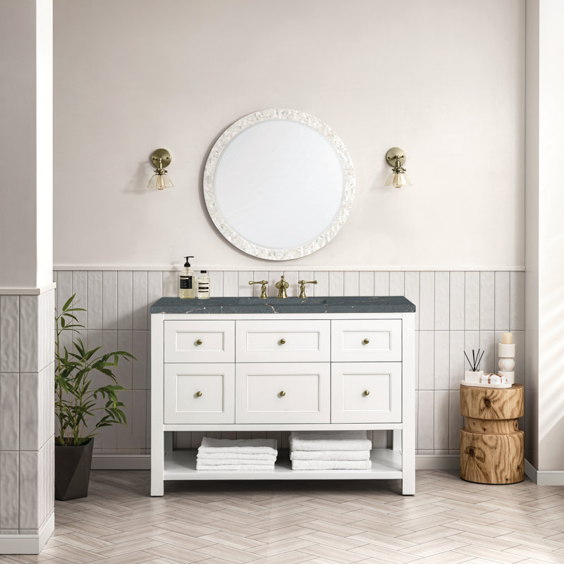 Breckenridge 48 in. Single Vanity, Bright White, Parisien Bleu, 8" Widespread