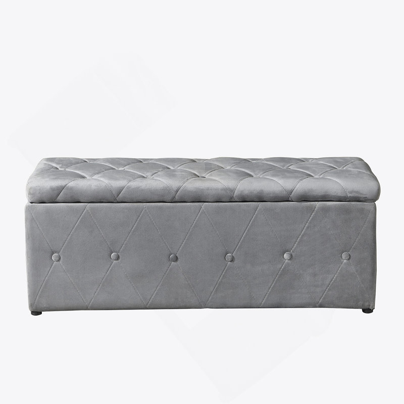 Ensemble de repose-pieds rectangulaire 1 pièce en velours court avec 2 repose-pieds (gris clair), Velours gris clair
