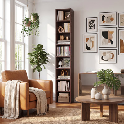 Gracyn 8-Tier Narrow Bookshelf With Adjustable Shelves