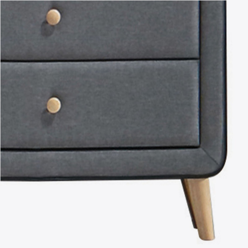 Commode 5 tiroirs rembourrée gris clair
