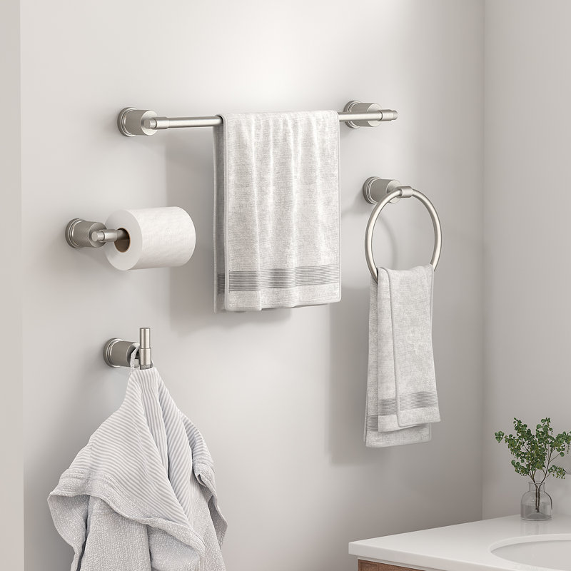 Ensemble de quincaillerie de salle de bain 4 pièces, Nickel brossé