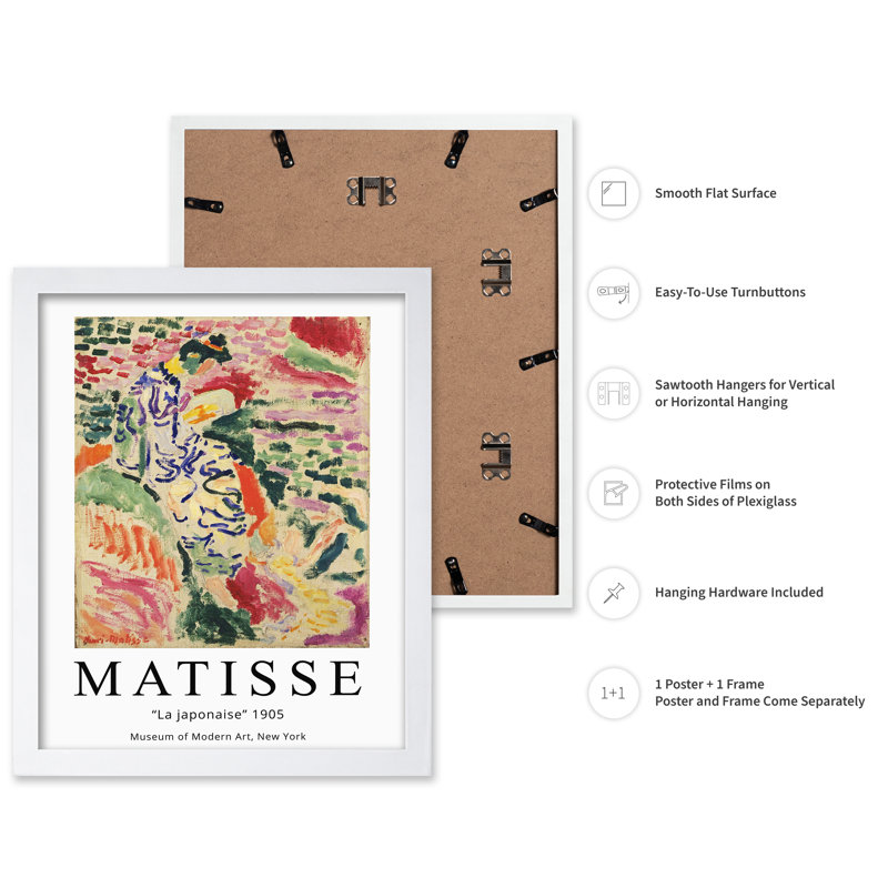 Henri Matisse - La Japonaise, Affiche, H 18 po x l 24 po, Encadrement blanc