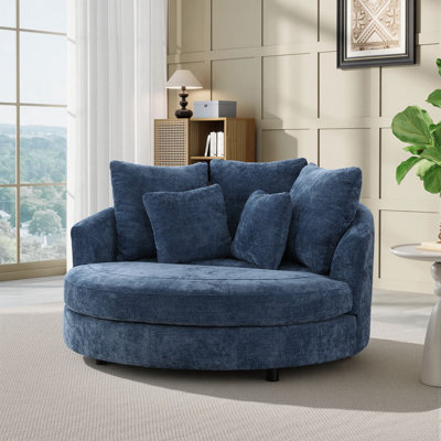 Modern Oversized Barrel Chair, 59.8" W Round Upholstered Club Chair With Pillows