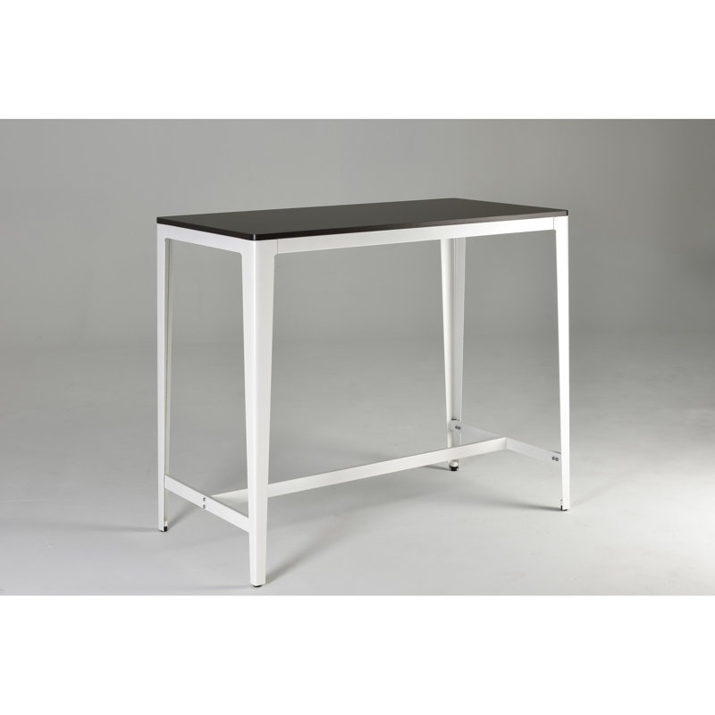 Table de salle à manger Mid-Century moderne à hauteur de comptoir, brun et blanc, avec 4 sièges minimalistes pour la maison, brun / blanc