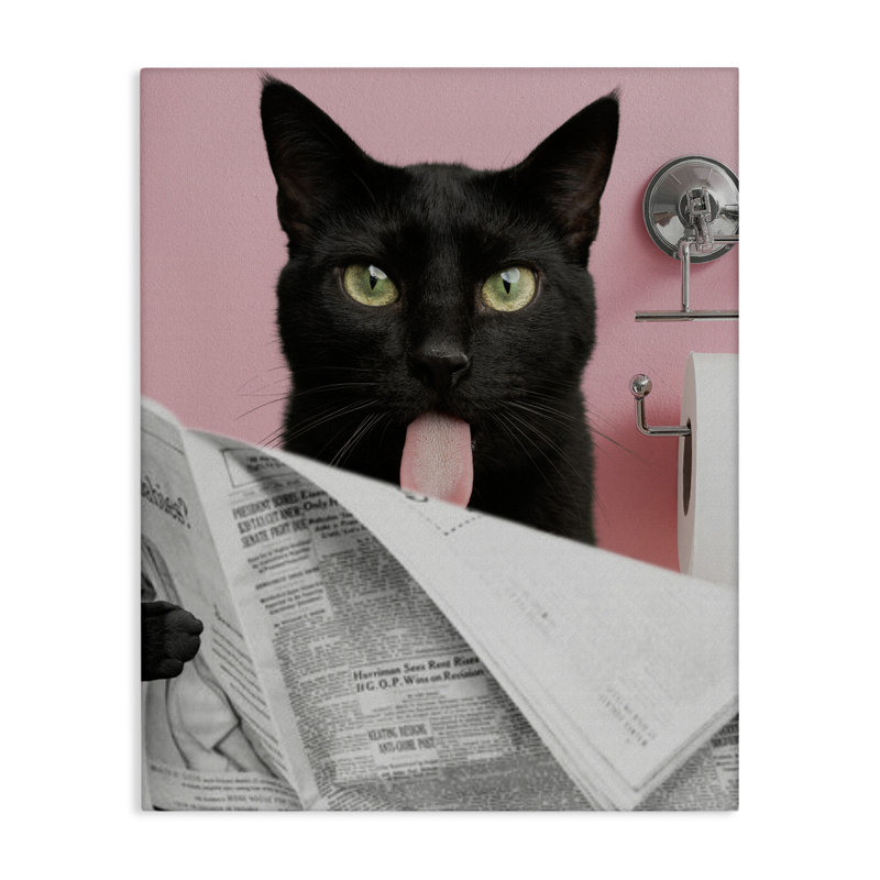 Toile humoristique pour chat noir, design par Jesse Keith, H 20 po x l 16 po