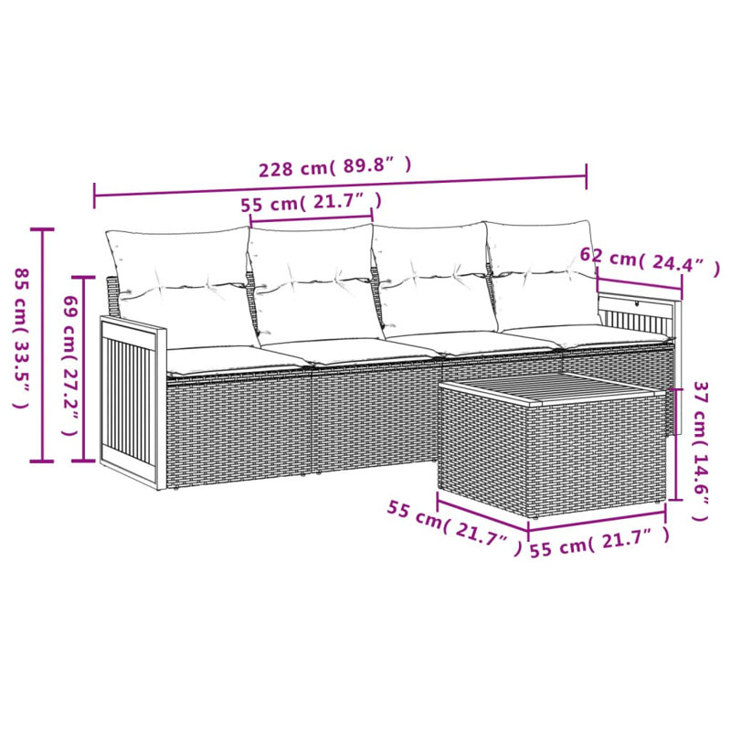  Garden Sofa Set Grey