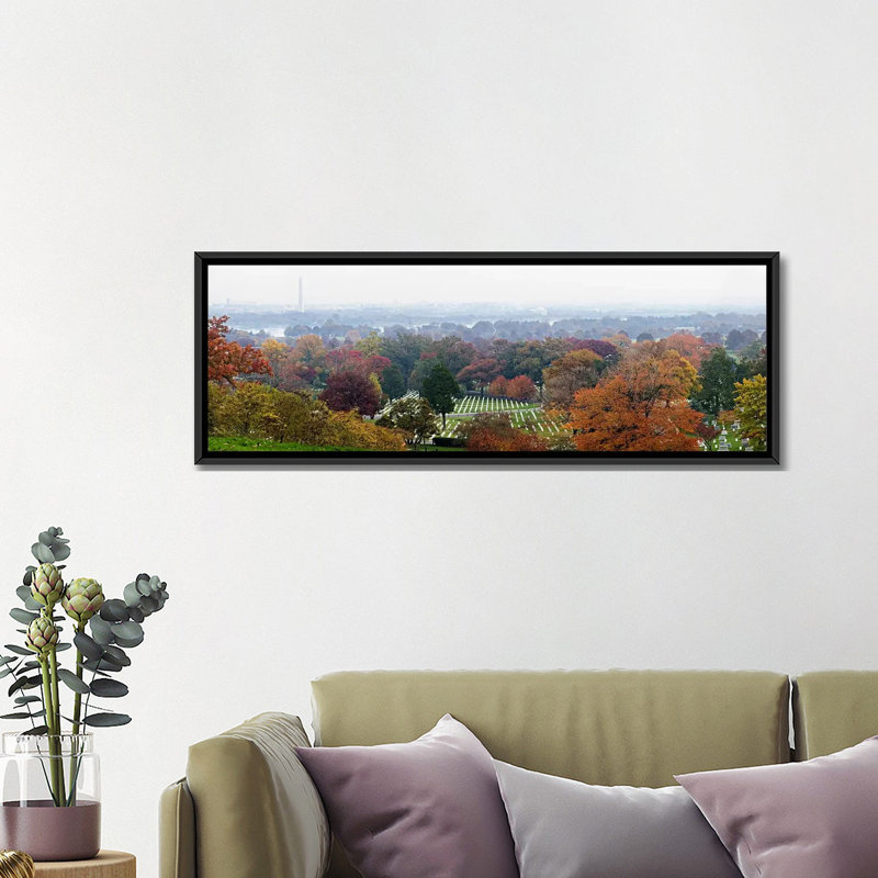 Cimetière national panoramique d’arlington, washington dc, états-unis-reproduction de photo sur toile, Cadre noir
