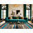 Washable Ocean Blue Sand Striped Area Rug-1849035069