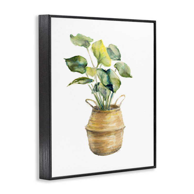 Plante en poterie, estampe numérique encadrée par Lanie Loreth, H 20 po x l 16 po, Giclée encadrée noir minuit