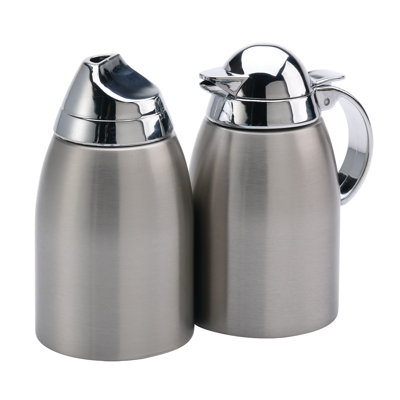 Sugar and Creamer Set with Brushed Stainless Finish and Chrome-Plated Lid