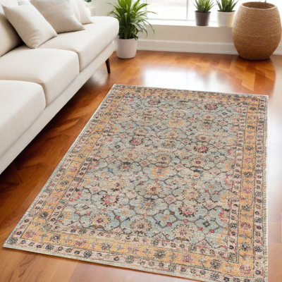 Deontia Washable Floral Indoor Rug