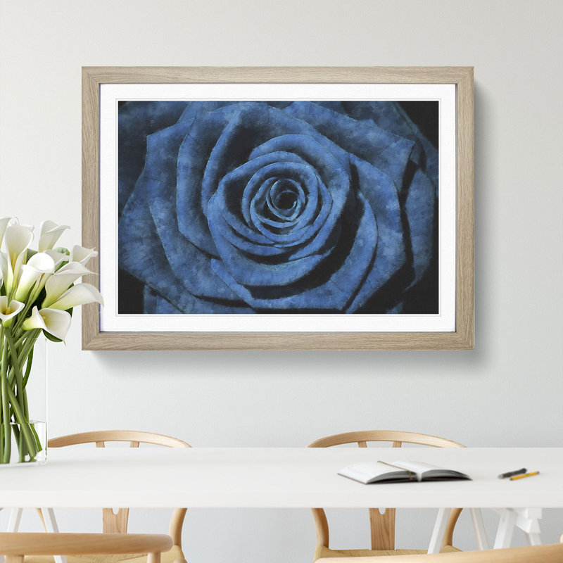Pretty Blue Rose - Framed Print, 33cm H x 45cm W x 2cm D, Oak Framed