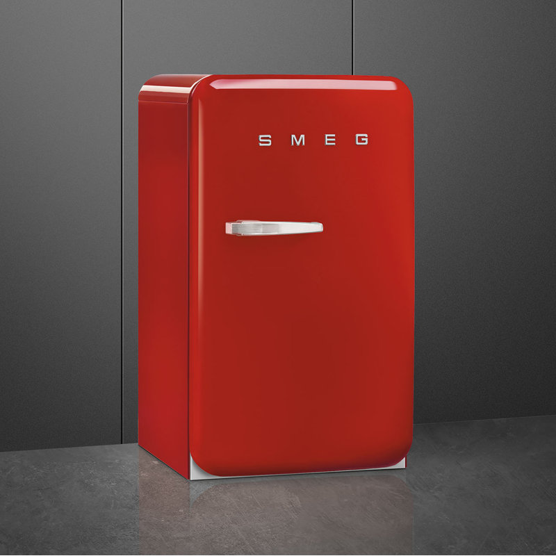 SMEG 21.44" 4.48 Cubic Feet Cu. Ft. Energy Star Black Refrigerator, Red, Right