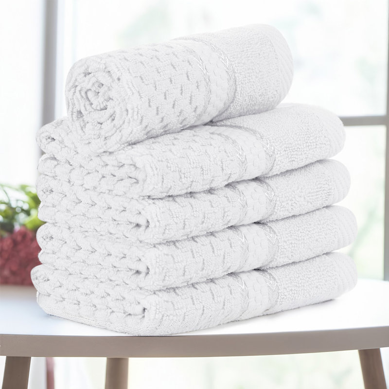 Collection de serviettes texturées 100% coton Mulaayam, Blanc